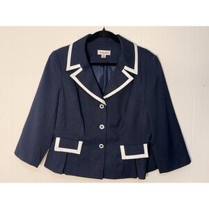 Vintage Navy Sailor Collar Nautical Blazer Short Blue Jacket Women’s Small Fit